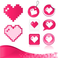 Door stickers Pixel Pixel Heart Design Kit