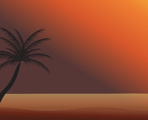 Fototapeta na wymiar Palm in the sunset. Vector illustration. EPS 10