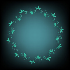 Floral frame on blue background