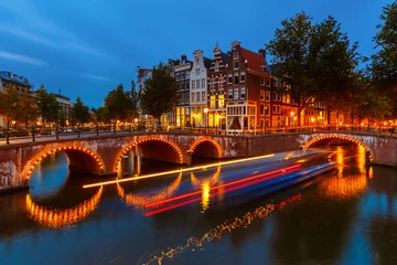 Foto op Canvas Grachten in Amsterdam © sborisov