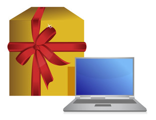 gift box and laptop present