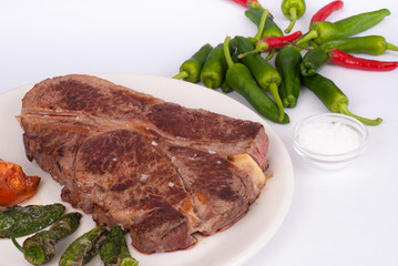 Steak with peppers