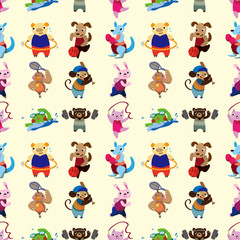 animal sport player seamless pattern