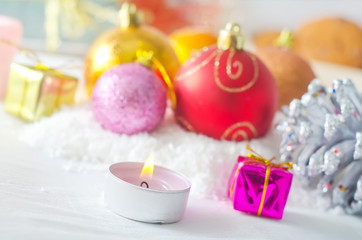 Candle and christmas decoration