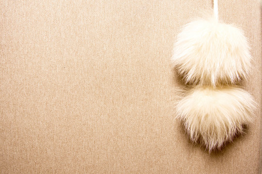 Cashmere Texture With Fur Pompons