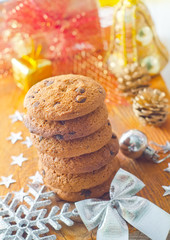 Cookies for christmas on the wooden board