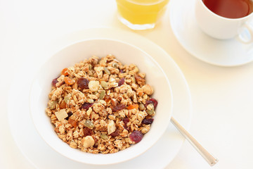 Dried fruits , nuts and seed granola for healthy breakfast