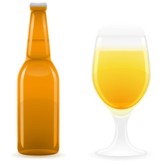 beer bottle and glass illustration