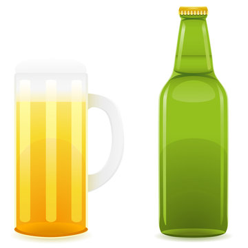 beer bottle and glass illustration