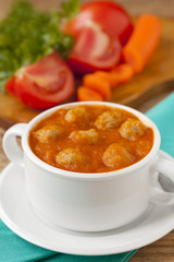 Tomato soup with meatballs