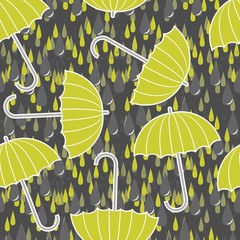 deszczowe tło z zielonymi parasolkami