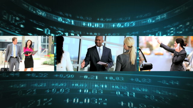 Montage of ambitious Multi Ethnic business people