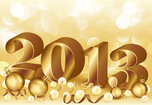 New 2013 golden year, vector illustration