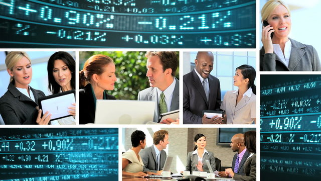 Montage images of successful business people