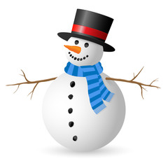 Snowman isolated on white background. Vector illustration. 