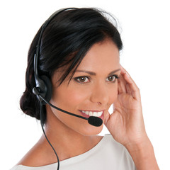 Happy call center woman