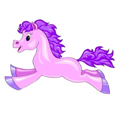Selbstklebende Fototapete Pony ein kleines lila Pferd