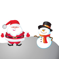 Snowman and santa of frame on christmas day