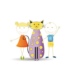kids with cat