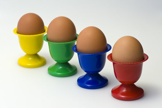 Diagonal colourful egg cups