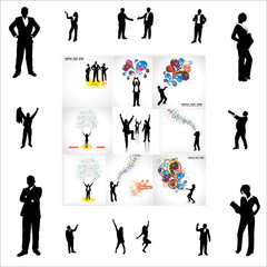 Set of posters and silhouettes for business - 46966930