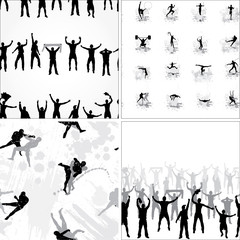 Set seamless background from sport silhouettes - 46966937