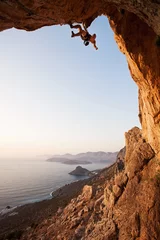 Foto auf Alu-Dibond Rock climber at sunset, Kalymnos Island, Greece © Andrey Bandurenko
