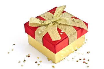 Festive gift bos isolated on white background