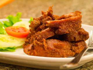 Fried fat pork
