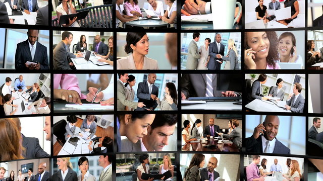 Montage 3D of Multi Ethnic business people achieving success