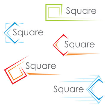 Set of colorful pictograms with square