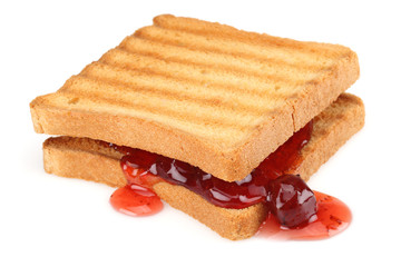 Toasted bread and Strawberry jam
