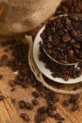 Coffee beans and cup