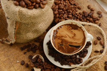 Coffee beans and cupCoffee beans and cup