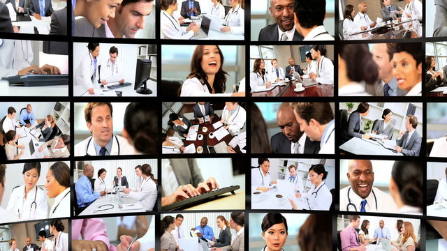 Montage 3D images of  medical professional people