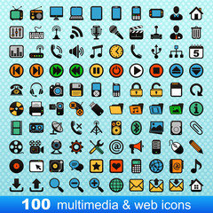 100 multimedia and web icons