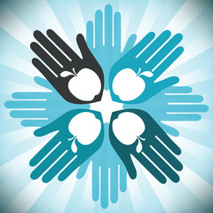 Healthy apple and hand design.