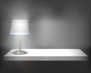 Lamp on shelf. Vector illustration.