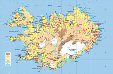 Iceland map - obrazy, fototapety, plakaty