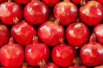 Healthy food. Many red pomegranate
