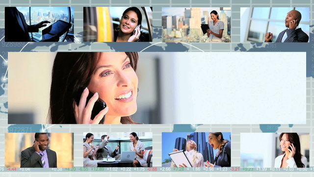 Montage Multi Ethnic Business People With Wireless Technology