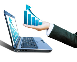 Hand of women business graph on computer background