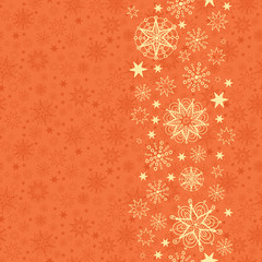 Vector Golden Snowflakes Texture Vertical Seamless Pattern