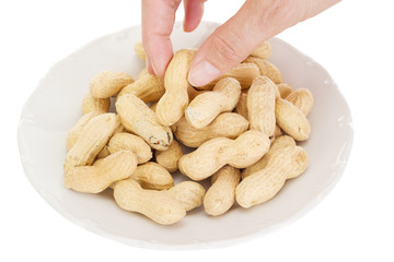 Person eating peanuts