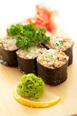 Maki Sushi - Roll with Brown Rice and Green Lettuce inside