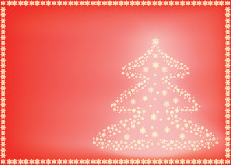 red  background with shining Christmas tree vector illustration