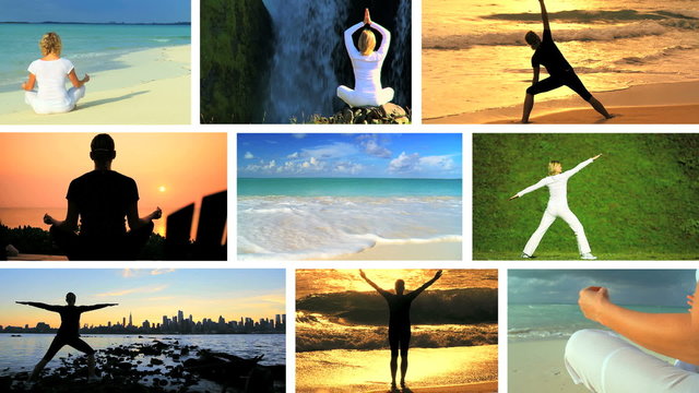 Montage Images Female Yoga Fitness Practice