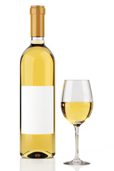 White wine bottle isolated on white - 46981521