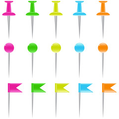 Set of color shiny pins