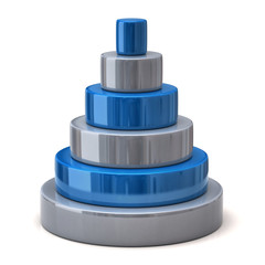 Layer blue pyramid